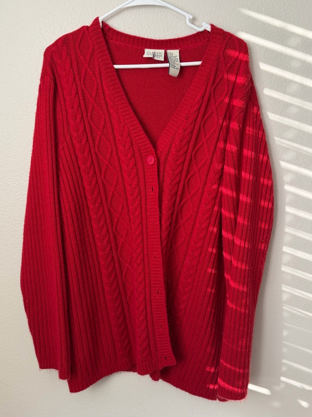 Classic Elements Cable-Knit Red Women's Cardigan Sweater 2X teacher wardrobe